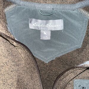 Eddie Bauer Men’s Sweater Fleece Quarter Zip Pullover XL Brown Gray